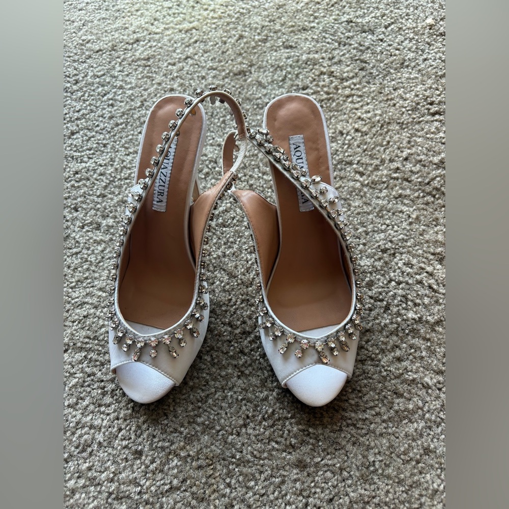 Aquaazzura bridal White-Embellished Women's Heels - Picture 9 of 12